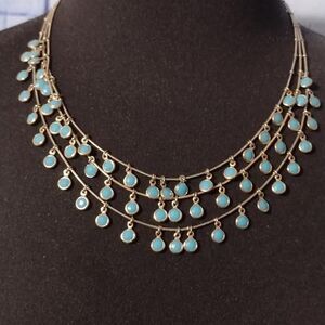 ANNE KLEIN Turquoise and Silver Multi Strand Necklace 17 to 19 Inch